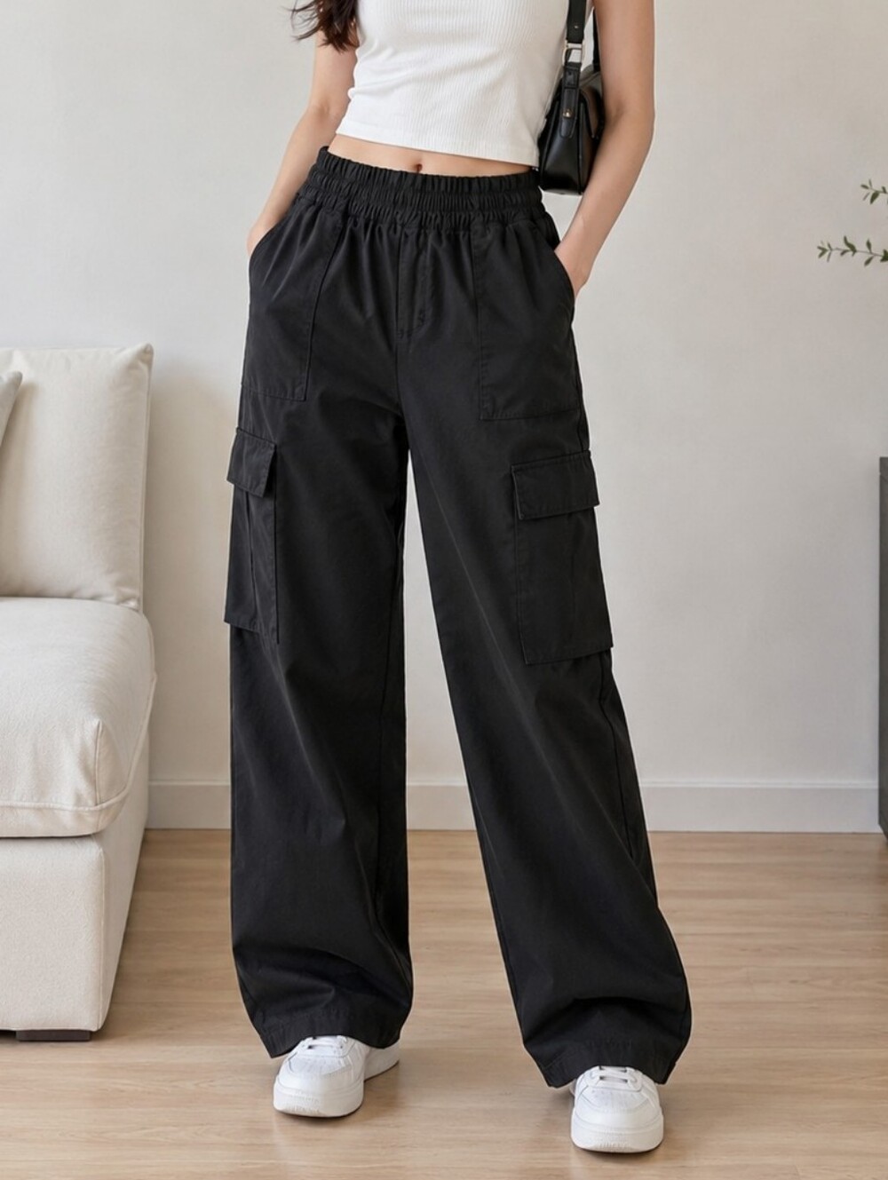 Sleektech Black Go-Dry cargo pants with waistband Stretchy Size M